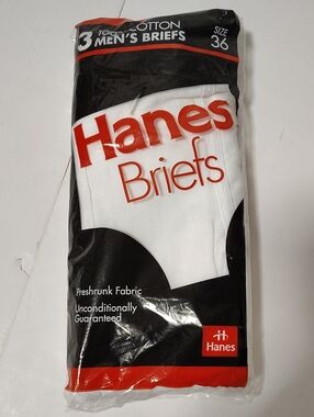 Vintage Hanes White Men's Briefs - 3 Pack - Size 36 - 100 % Cotton.